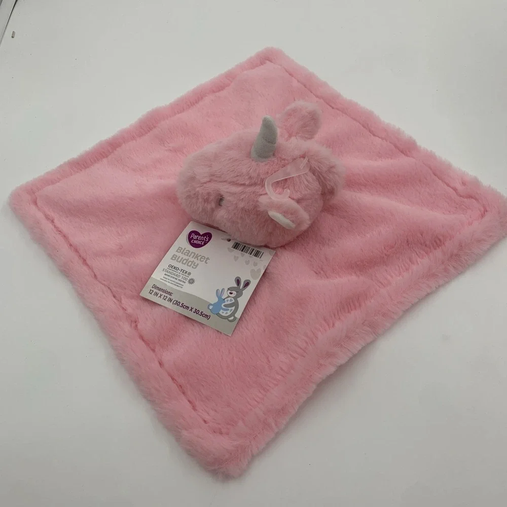 NWT Parents Choice Blanket Buddy Pink Unicorn Lovey Baby Blanket 12